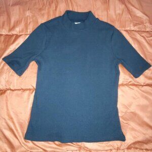 Madewell womens medium ribbed black striped‎ top turtleneck mock neck Stretch